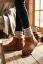 Short Cold-Resistant Suede Women's Boots & Booties with Tan Fur Inside - 4