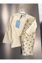 Boy's Teddy Bear Printed Cream Vest, Long Sleeve Bodysuit and Balloon Leg Pants 3-Piece Set - 4