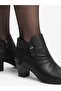 Genuine Leather Black Zipper Detailed Short Heeled Women's Boots - 2