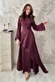 Burgundy side-tie satin dress