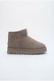 Women's Gray Suede Fur Lined Mini Warm Flat Sole Winter Boots 2809 - 3