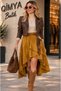 Bebe Plus Women's Asymmetrical Cut Front Short Back Long Layered Flounce Elastic Waist Faux Suede Skirt - 5