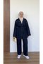 Women's Jacket with Pocket Details, Oversize, Belted, V-Neck, Top Button Closure, Pants, Denim Suit - 3