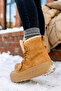 Alaska Women's Tan Suede Fur Lined Thick Sole Lace-Up Velcro Winter Snow Boots - 4