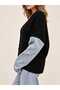 New Season Denim Sleeves V-Neck Buttoned Oversize Knitwear Women's Cardigan - 2
