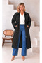 Women's Plus Size Adjustable Waist Lace Detailed Lined Oversize Trench Coat Jacket 29010 - 5