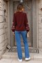 Embroidery Elegance |   Women's Long Sleeve V-Neck Sleeves Floral Pattern Viscose Two Yarns Stylish Blouse - 5