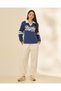 Women Navy And White Graphic Sweatshirt - 2