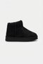 Women's Black Suede Fur Lined Mini Warm Flat Sole Winter Boots 2809 - 3