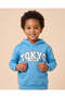 Boys Blue Printed Hooded Sweatshirt