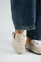 Debora Women's Genuine Leather Belted Buckle Embroidered Sabo Beige Slippers - 6