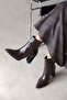Frida Women's Heeled Wrinkled Leather Boots Brown