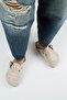 Debora Women's Genuine Leather Belted Buckle Embroidered Sabo Beige Slippers - 7