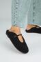 Rirta Women's Tedy Flat Elegant Buckle Black Slippers - 4