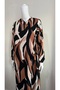 Black and Coffee Patterned Side Tie Viscose Prayer Dress Plus Size - 4