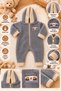 Grey-Camel Color Premium Wellsoft Plush Unisex Plush Baby Teddy Bear Jumpsuit