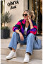 Keyymod Women's 80S Color Block Oversized Colorful Coat - 3