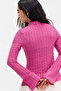 Fuchsia Color Button Detailed Long Sleeve Women's Blouse - 3