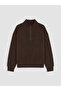 Two Mt Shop Quality Brown Zippered High Collar Girls' Sweatshirt