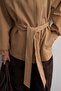 High Collar Medium Length Trench Coat Camel - 8