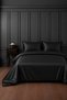 100% Cotton Satin Striped Black Double Duvet Cover Set (83 Thread-125 Gsm)