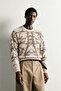 Men's Oversize Skeleton Patterned Crew Neck Knit Sweater - 2