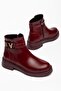 Women's Buckle Cold-Proof Shiny Burgundy Winter Boots - 2