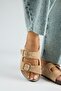 Anlelic Women's Genuine Leather Double Buckle Sand Slippers - 6