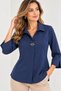 Women's Black Buckle Crepe Blouse