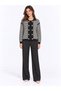 Women's Striped Polo Collar Double Breasted Knitwear Jacket - 7