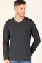 Men's V-Neck Cotton Sweatshirt Set of 2 Black-Anthracite T8587 - 4