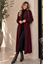 Bearded Knitwear Long Cardigan N3372 Claret Red - 3