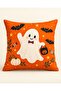 Halloween 4-Piece Throw Pillow Cover Set, Halloween Pumpkin Cat Ghost Pattern Decorative Pillow Covers 45X45 cm - 3