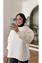 Women's Fleece Lined 3 Yarn Organic Cotton Oversize Basic Crew Neck Sweatshirt - 5
