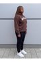 Unisex Oversize Hooded Tracksuit Set Hoodie and Sweatpants Brown - 2