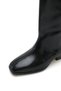 Women's Black Patent Leather Short Heel Square Toe Below the Knee Boots - 4