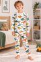 Boy's 100% Cotton Colorful Dinosaur Print Long-Sleeve Pajama Set