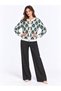 Women's Ethnic Patterned Gold Buttoned Crew Neck Knitwear Cardigan - 4