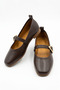 Lontas Genuine Leather Women's Babet with Side Triangle Buckle, Brown Skin - 3