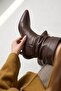Sophia Short Brown Bellows Boots (7 cm Heel) Pull-On Casual Women's Boots - 2