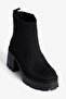 Women's Suede Boots with Zipper, Platform Sole, Thick Heels, Rona Black - 4