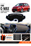 Ford C-Max (2010-2014) Double Screen Compatible Dashboard Cover, Dashboard Case - Black-Blue - Fo001