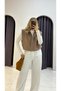 Oversize Padded Brown Vest - 3