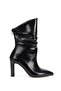 Women's Black Bellowed Different Design Patent Leather Thick Heel Women's Boots