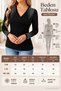 Strong Style with Sparkling Details – Women's Double-Breasted V-Neck Long Sleeve Viscose Blouse with Stone Detailing - 5
