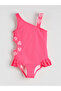Heart Appliqued Ruffled Girls' Swimsuit - 2