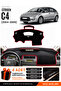 Citroen C4 (2004-2009) Compatible Glove Box Protection, Glove Box Cover, Glove Box Case - Black-Red - Ci018