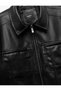 Slim Fit Shirt Collar Faux Leather Jacket with Zipper Pockets - 8