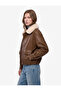 Long Sleeve Detachable Faux Fur Collar Faux Leather Jacket - 2