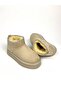 Beige 4 cm Sole Comfortable Fit Boots with Fur Inside - 3